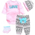 thumbnail image 2 of Reborn Baby Dolls Clothes Love Pattern 4pcs Set for 17-22 Inch Newborn Baby Doll Doll Clothing Cute Bear Outfit Accessories fit, 2 of 5