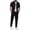 A-Black#waffle 2 piece outfit, variant on VBTAPA Men's Waffle 2 Piece Outfits Short Sleeve Button Down Shirts and Cargo Sweatpants Suit Solid Casual Tracksuit Sets with Pockets Black L