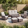 thumbnail image 3 of POCASSY 7-Piece Outdoor Patio Furniture Set with Swivel Chairs, Luxury High Back Rattan Wicker Outdoor Conversation Set with 5-inch Thick Seat Cushion Sofa and Swivel Glider Patio Chair for Porch, 3 of 17