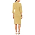 thumbnail image 3 of Conjunto de 2 piezas INSPIRE CHIC para mujer, blazer sin cuello de manga 3/4, falda lápiz de cintura alta, atuendos de trabajo, amarillo, talla L, 3 of 6