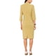 thumbnail image 3 of Conjunto de traje de 2 piezas para mujer INSPIRE CHIC, blazer sin cuello de manga 3/4, falda lápiz de cintura alta, atuendos de trabajo, amarillo M, 3 of 6