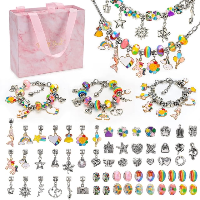 Regalos para niñas de 6, 7, 8, 9, 10 años de edad, set de manualidades para niños, kits para hacer brazaletes de regalo de cumpleaños de 5 a 11 años Afortunado Sencillez