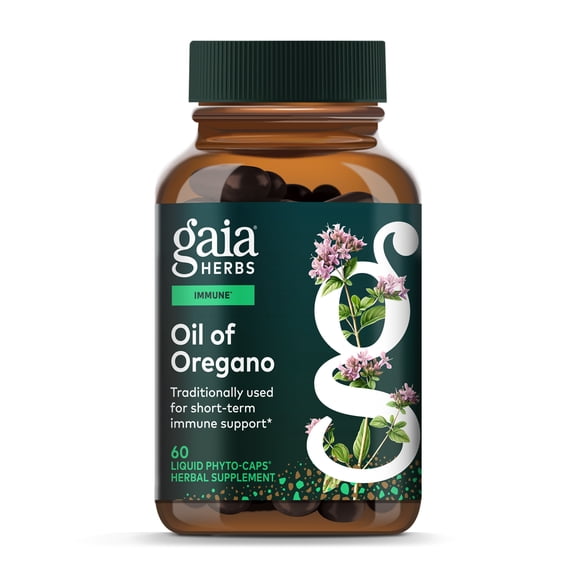 Gaia Herbs Oil of Oregano - Immune & Antioxidant Support Supplement - With Oregano Oil, Carvacrol & Thymol* - 60 Vegan Liquid Phyto-Caps (60 Servings)