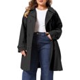 thumbnail image 4 of Agnes Orinda Women's Plus Size Trench Coats Notch Lapel Double Breasted Detachable Hood Winter Midi Pea Coats Jacket with Pocket 4X Black, 4 of 6