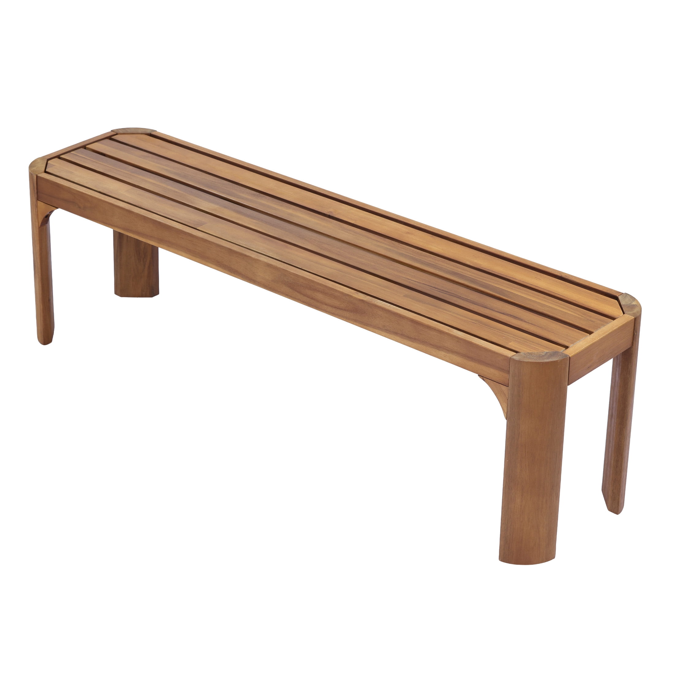 Christopher Knight Home 57.25" Outdoor Patio Acacia Wood Slatted Dining Bench, Seats 2-3, Teak