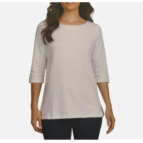 Lands' End 3/4 Sleeve Boat Neck Pima Cotton Tee-Medium