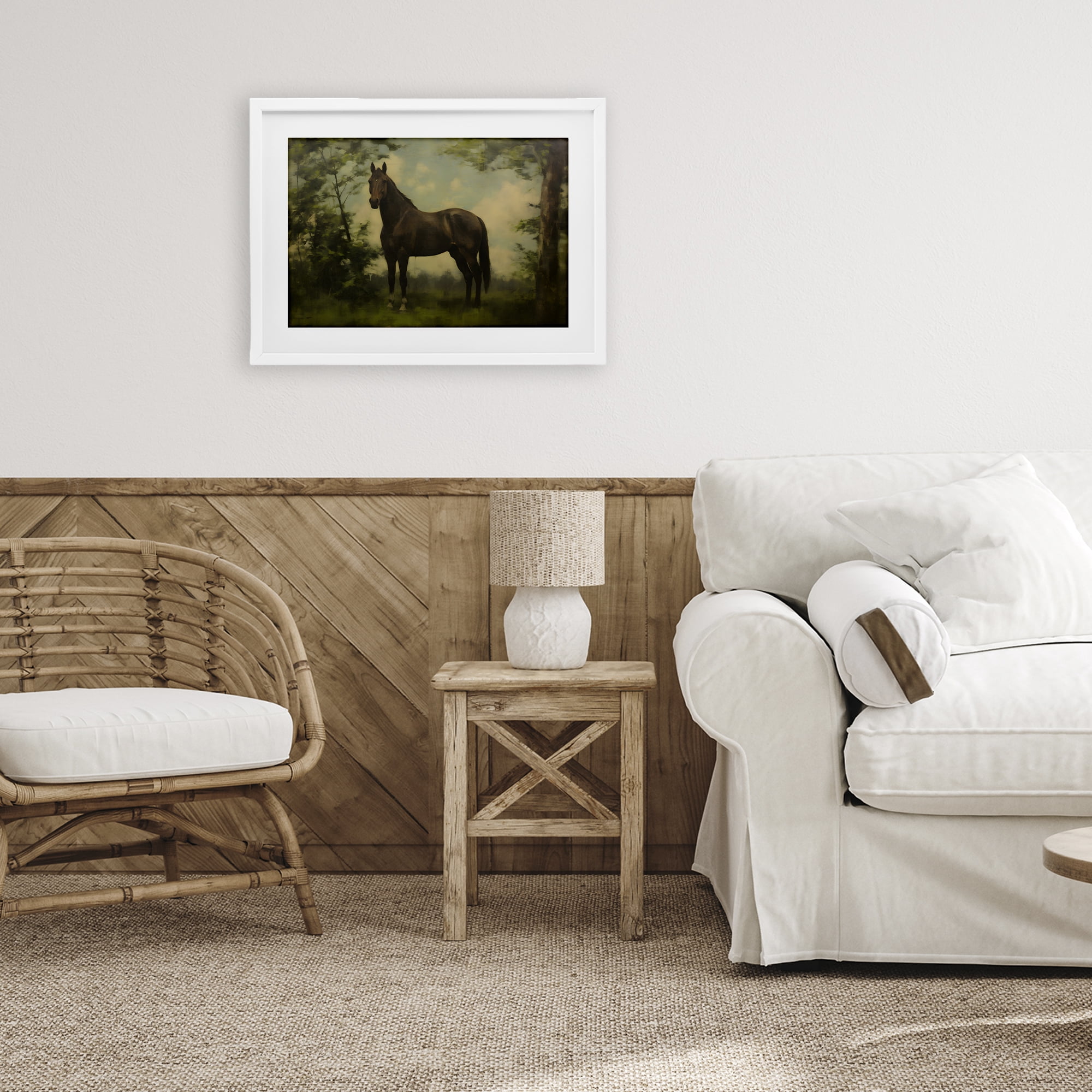 Stupell Industries Forest Horse Portrait White Framed Print Under Glass, design by Petal Prints Design