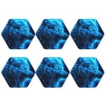 thumbnail image 2 of Pofeuu Blue Fire Wolf Print Leather Coasters Set of 6, Round Cups Mugs Mat Pad for Home Kitchen Heat Resistant Drink Coasters,Hexagon, 2 of 7