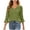 Green, variant on Bosfbaoi 3/4 Bell Sleeve Tops for Women Solid V Neck Hollow Trim Casual Blouses