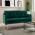 thumbnail image 5 of Modern Lounge Tufted Couch Velvet Club Sofa with Rose Golden Legs, 2 Seater Small Sofa Chair Upholstered Living Room Loveseat Sofa Couch with Soft Padded Seat - Green, 5 of 8