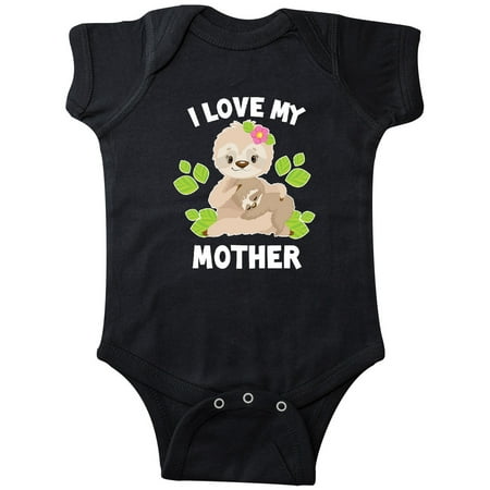 

Inktastic Cute Sloth I Love My Mother with Green Leaves Gift Baby Boy or Baby Girl Bodysuit