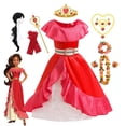 thumbnail image 2 of Disfraz de Princesa Elena de Avalor para niña, ropa de juego de rol de Anime de Disney, traje de Cosplay de Carnaval de Halloween, vestido largo con volantes rojos para niño Fivean unisex, 2 of 2