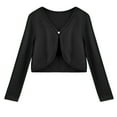 thumbnail image 5 of Xyant Girls Open Front Shrug Cardigan Kids Children Knit Long Sleeve Girls Bolero with Button Closure (Black,11-12 Years), 5 of 7