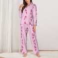 thumbnail image 2 of Gukieu Pink Scarf Snowman Print Women's Long Sleeve Pajama Set, Button Top Elastic Pocket Pajama Pants Two Piece Set Home Wear-XX-Large, 2 of 7