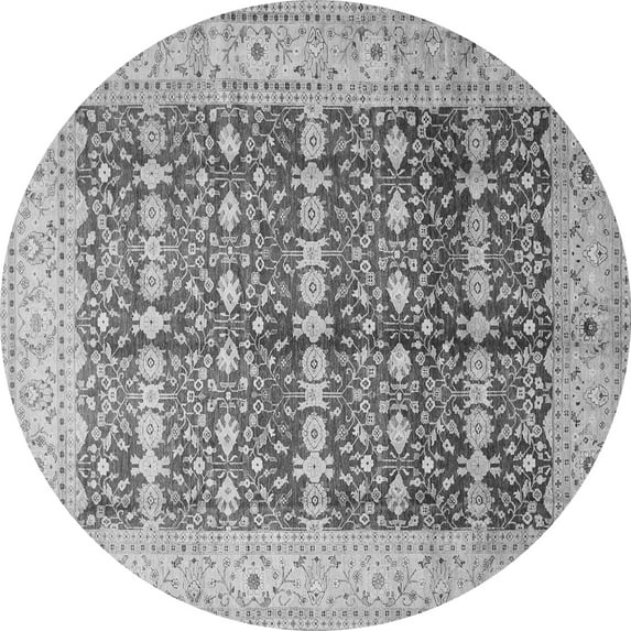 Ahgly Company Indoor Round Oriental Gray Traditional Area Rugs, 4' Round