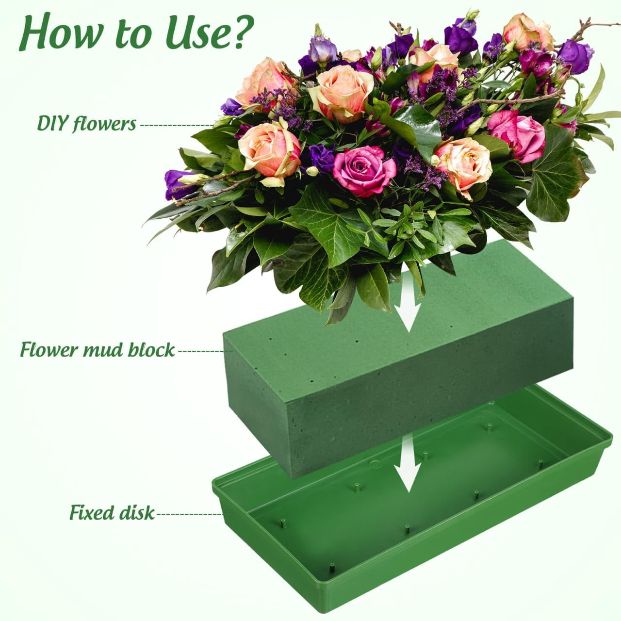Floral Foam Cage Rectangle Plastic Mud Holder for Fresh and Artificial Flower Arrangements Weddings 10 Pcs