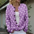 thumbnail image 2 of Holzkary Fall Sweater for Women Winter Coats Polka Dot Cute Sweaters Women's Open Front Cardigans Cute Flower Print Sweaters Crew Neck Button Down Trendy Fall Tops Coat Purple Xl, 2 of 7
