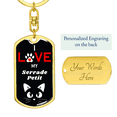 thumbnail image 3 of I Love My Serrade Petit Cat Stainless Steel or 18k Gold Premium Swivel Dog Tag Keychain, 3 of 16