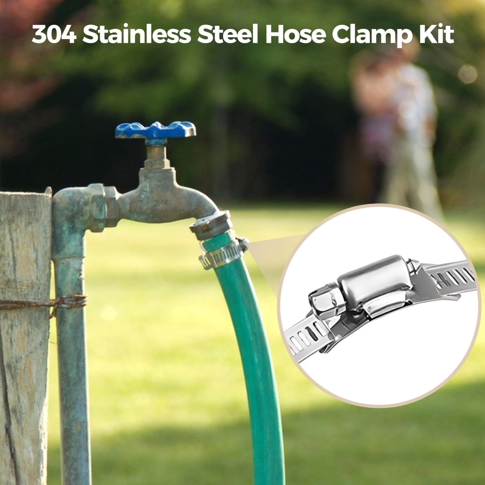 32.8ft 304 Stainless Steel Hose Clamp Kit with 20 Heavy Duty Fasteners, Adjustable Perforated Strapping Large Hose Clamps for Pipe, Duct, Tube, Automotive Mechanical