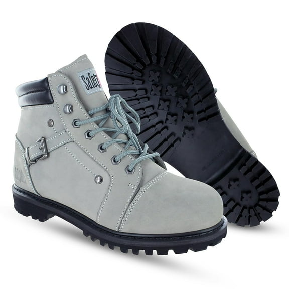 Steel Toe Boots for Women - Light Gray - 11M | Waterproof Women's Fusion Work Boots | Leather Work Boots | Rugged Goodyear Welt Construction | Oil Resistant Outsoles & Cushioned Insoles