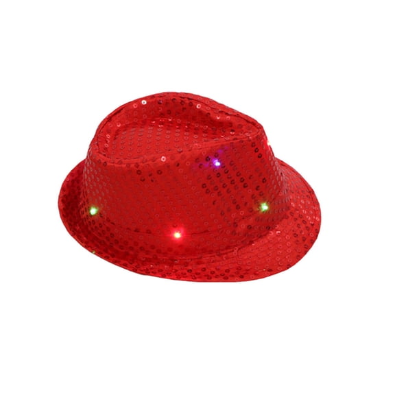WSEVYPO Flashing Panda LED Light-Up Sequin Fedora Hat