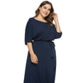 thumbnail image 4 of U.Vomade Robe d'Été pour Femme Grande Taille, Couleur Unie, Manches Courtes, Col Rond, Robe Décontractée, 4 of 7