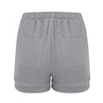 thumbnail image 5 of CPNG Girls Cotton Linen Casual Shorts Elastic High Waist Shorts Solid Color Summer Comfy Loose Drawstring Shorts with Pockets(Grey,7-8 Years), 5 of 9