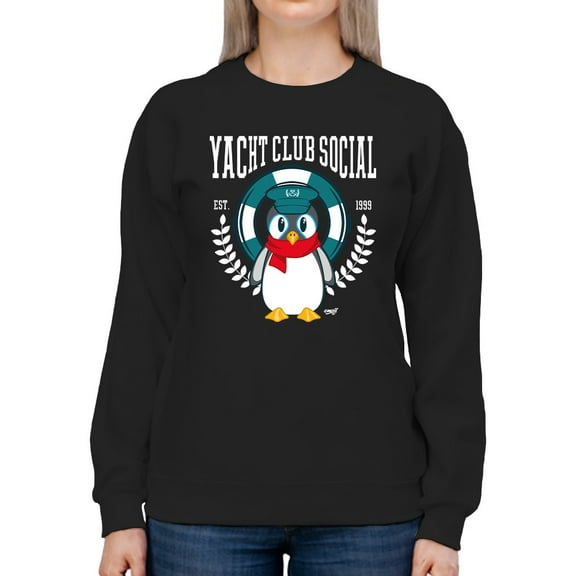Yacht Club Social Penguin Design – Nautical Charm Women's Sweatshirt