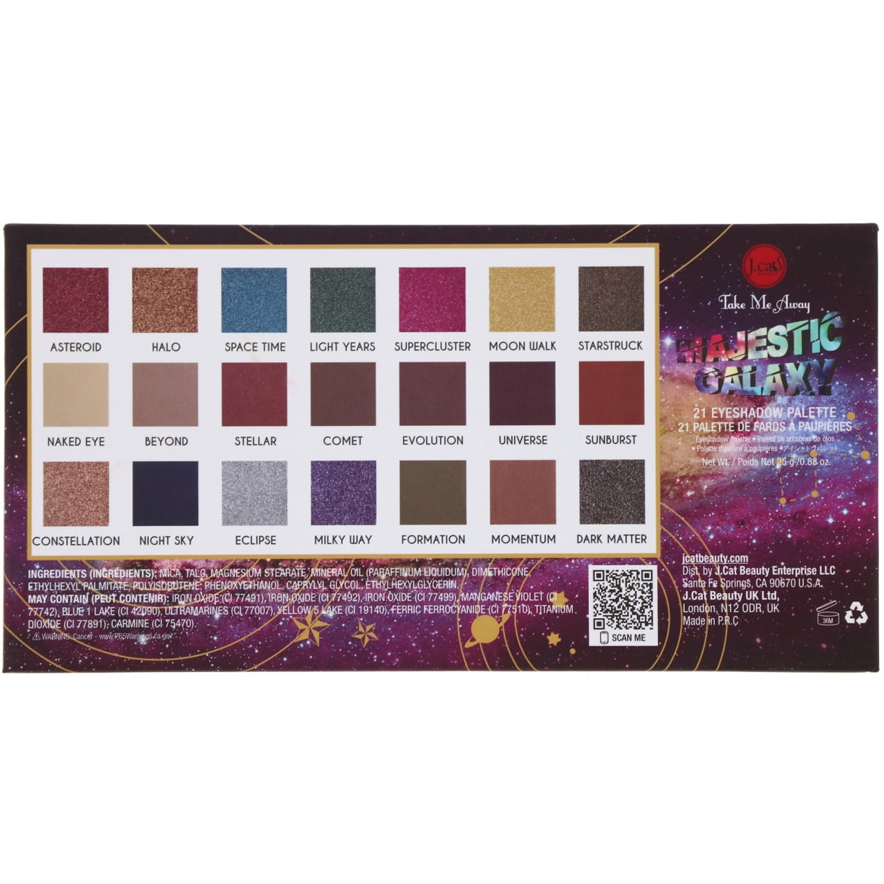 J.Cat Beauty Take Me Away Secret Paradise Majestic Galaxy 21 Eyeshadow Palette