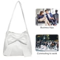 thumbnail image 6 of HUISZJ Bow Shoulder Bag, PU Tote Handbag, Underarm Bag Sling Bag for Work Travel Outdoor (White), 6 of 7