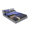 thumbnail image 2 of Ambesonne Tropical Fitted Sheet & Pillow Sham Set, Moonlight Hawaii Sea, Queen, Navy Sand, 2 of 2