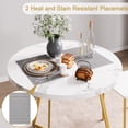 thumbnail image 3 of DSstyles Dining Table Set for 2, Round Kitchen Table and Chairs for 2, Modern Dining Room Table Set with 2 Metal and Wood Chairs, Kitchen Table Set for Small Space, Apartment, Marble White and Gold, 3 of 10
