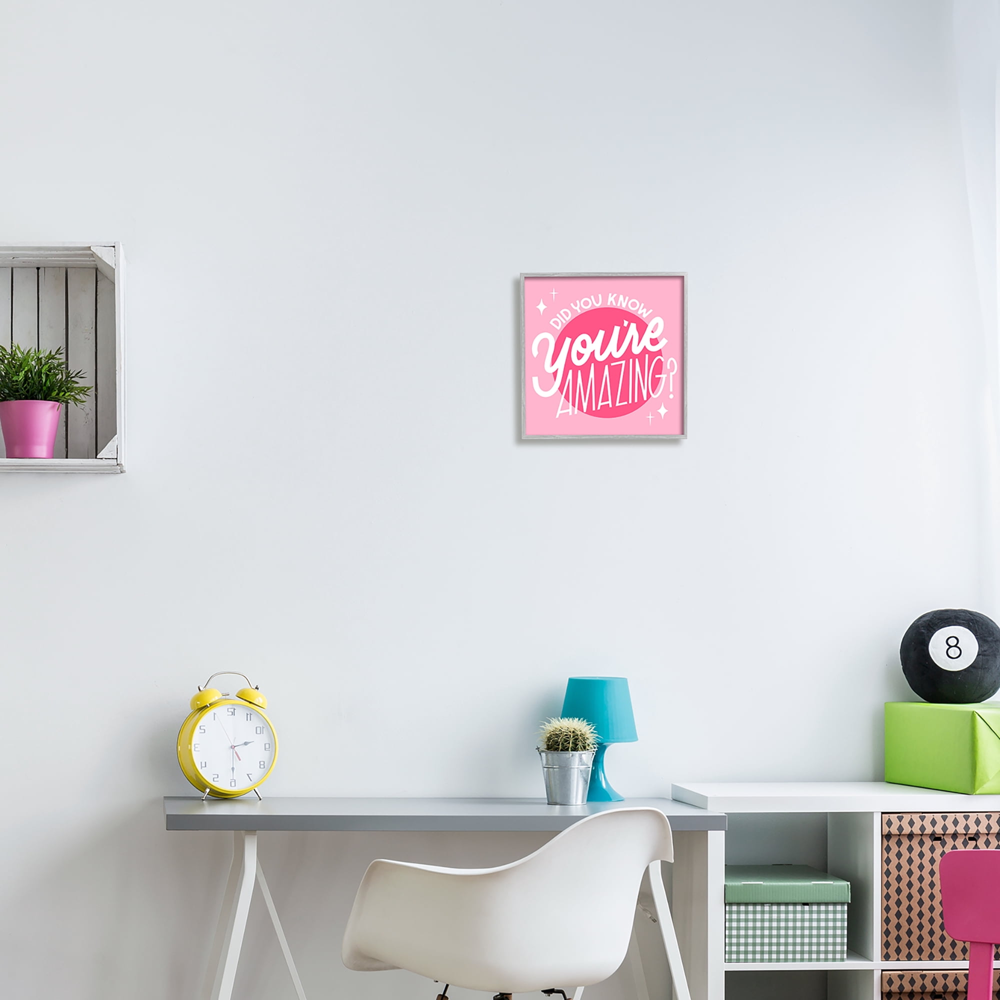 Stupell Industries You're Amazing Bold Pink Phrase Inspirational Painting Gray Framed Art Print Wall Art