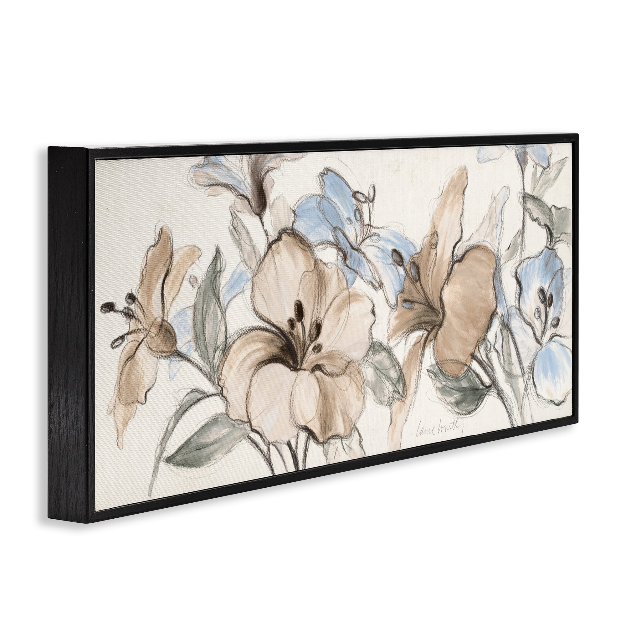 Stupell Industries Whispering Florals Neutral Black Framed Giclee Art, design by Lanie Loreth