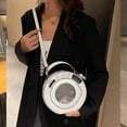 thumbnail image 3 of Wiywef Round Handbag Pu Leather Shoulder Bag for Women, Fashion Crossbody Bag Small Round Tote Bag Casual Purse Handbag, 3 of 7
