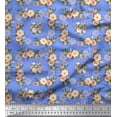 thumbnail image 1 of Soimoi Blue Poly Georgette Fabric Begonia & Peony Floral Fabric Prints By Yard 52 Inch Wide, 1 of 3