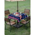 thumbnail image 4 of Outdoor Tablecloth with Umbrella Hole for Patio/Picnic/Party/Camping, 250th Anniversary Waterproof Table Cloth Square Cover Washable, Independence Day Floral Navy Blue (60"x 60"), 4 of 9