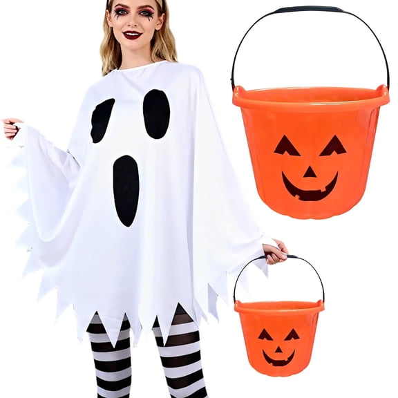 Halloween Bucket Pumpkin Bucket Halloween Basket Plastic Pumpkin Bucket With Handle Pumpkin Pail For Halloween Decorations Party Storage Accessory