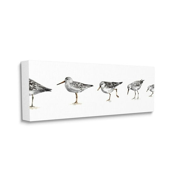 Stupell Industries Sandpiper Bird Stances Minimal Grey White Painting Canvas Wall Art Design by Lisa Audit, 17" x 40"