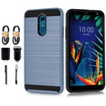 thumbnail image 1 of Value Pack for 6.2" LG Stylo 5 Brushed Metal Slip Resistant Hybrid Slim Hard Back Dual Layer Protective Raised Bevel Design Aim At All Buttons & Sockets Shockproof Armor Bumper Phone Case + [Navyblue], 1 of 4