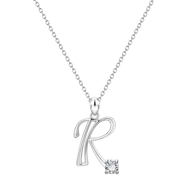 26 Initial Alphabet Shape Rhinestone Collar para Mujeres Collares para Mujeres A Z 26 Alphabet Initial Silver Collares para Mujeres Niñas