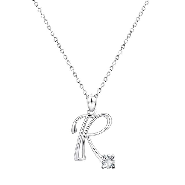 SIfdSeng Collier en Strass en Forme d'Alphabet Initial 26 pour Femmes Colliers pour Femmes A Z 26 Alphabet Initial Colliers Argentés pour Femmes Filles