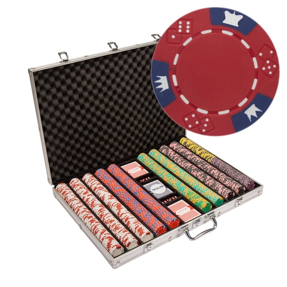 Playzaic 1000-piece Aluminum Crown & Dice Poker Chip Case - 14-gram Heavy Clay Composite Set