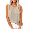 thumbnail image 5 of Outfmvch Linen Tank Tops for Women Beach Tees Lounge Vests Gauze Peasant Beach Sleeveless Tops Linen Sleeveless Tops for Women Tunic Top Sleeveless Tops for Women Tank Tops for Women Beige S-5XL, 5 of 8