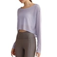 thumbnail image 5 of Camiseta de yoga de algodón para mujer, blusa holgada, ajustada, transpirable, para correr, deportes, fitness, manga larga, moda, 5 of 5