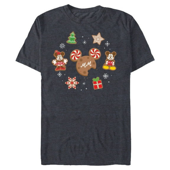 Disney Mickey & Minnie Christmas Holiday Gingerbread Cookies - Short Sleeve Blended T-Shirt for Adults - Customized-Navy Heather