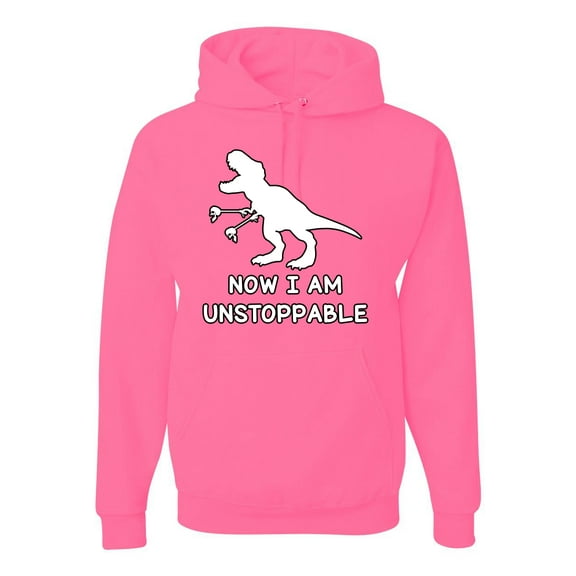 Wild Bobby, Unstoppable T Rex Funny, Pop Culture, Unisex Graphic Hoodie Sweatshirt, Neon Pink, Small