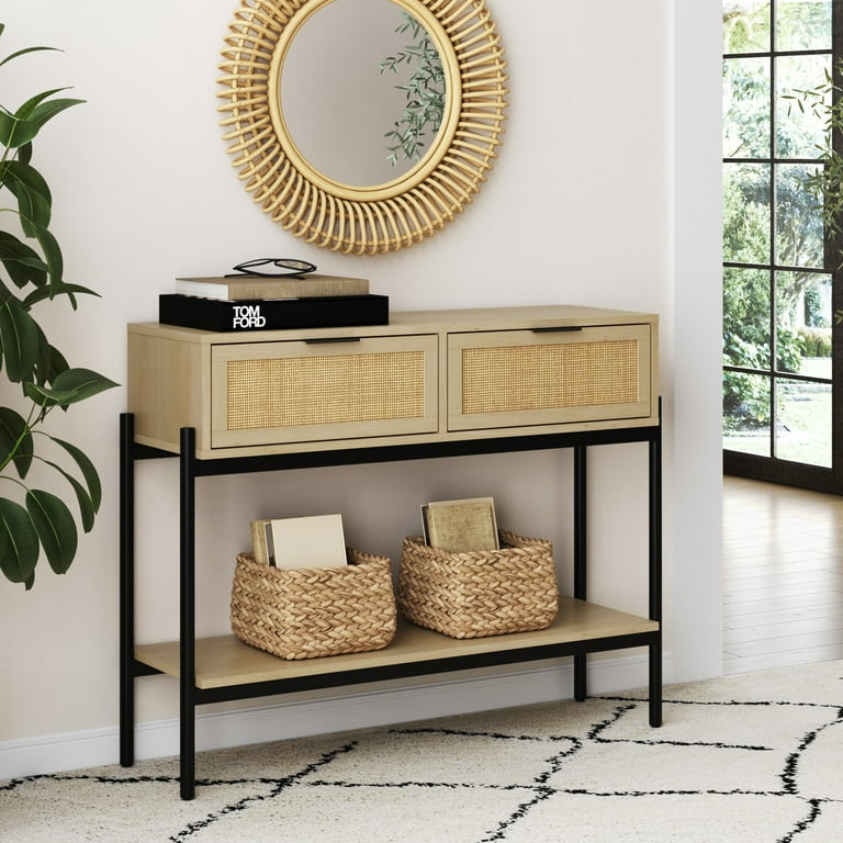 Black wicker console on sale table