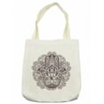 thumbnail image 1 of Hamsa Tote Bag, Hand Drawn Motifs from Middle Eastern Folklore Sketch Style Swirls, Cloth Linen Reusable Bag for Shopping Books Beach and More, 16.5" X 14", Cream, by Ambesonne, 1 of 2
