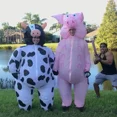 thumbnail image 3 of Pink Cute Pig Inflatable Costume Adult Cosplay Cow Funny  Inflatable Suit Halloween Carnival Animal Themed Party Costume Prop,Height 59"–74.8",cow, 3 of 7